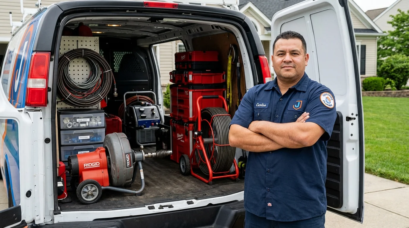 Professional drain cleaning equipment and Johns Plumbing LLC plumber in Cairo