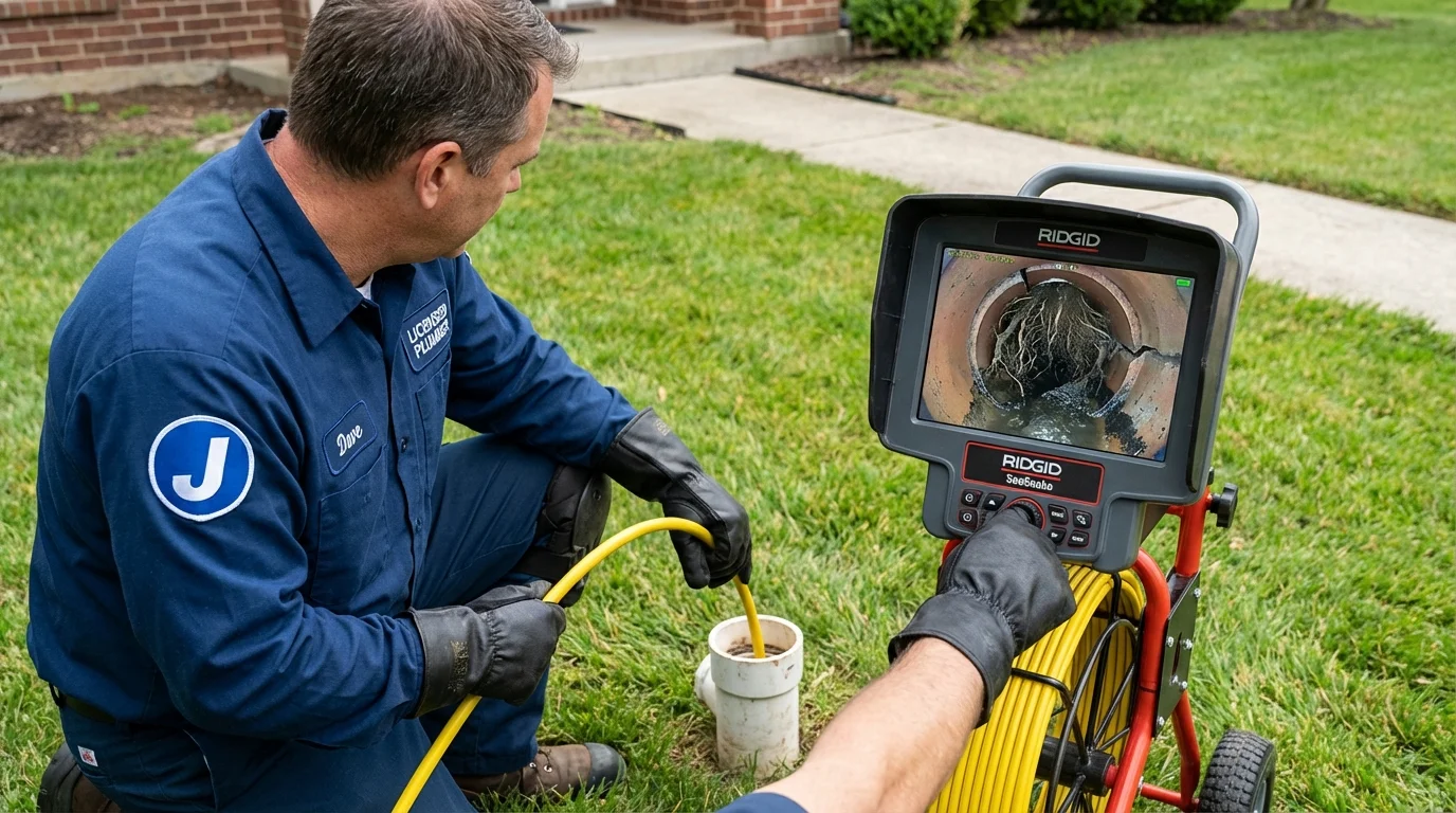 Sewer camera inspection being performed by Johns Plumbing LLC in Cairo
