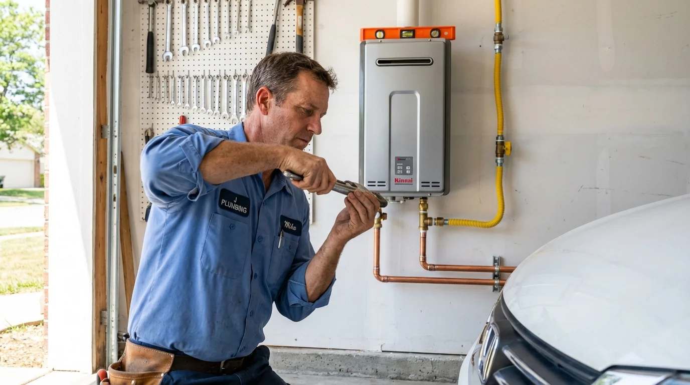 Tankless water heater installation by a Johns Plumbing LLC plumber in Cairo