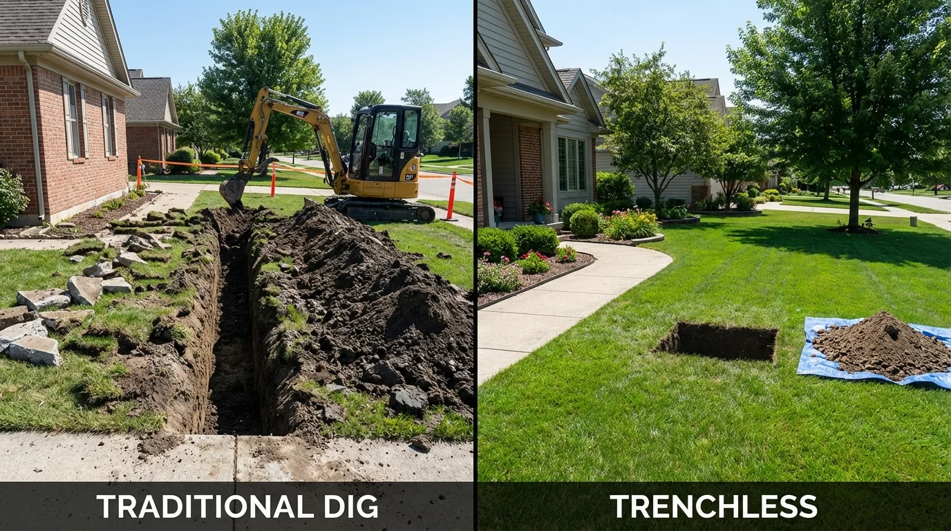 Trenchless sewer repair with minimal yard damage versus traditional excavation in Cairo, NY
